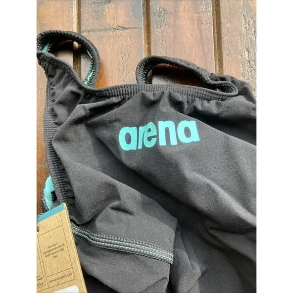 ARENA POWERSKIN IMPULSO JR GIRLS BLACK TEAL 008605 SIz 26 SWIMSUIT $210 MSRP Outdoor Games